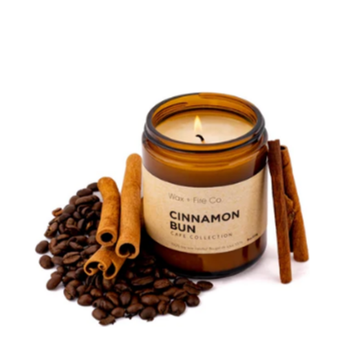 Wax + Fire Co. Cinnamon Bun Soy Candle, 227g/8 oz Wax + Fire Co. Cinnamon Bun Soy Candle on white background