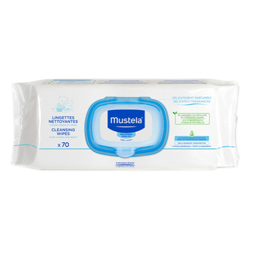 Mustela Cleansing Wipes on white background