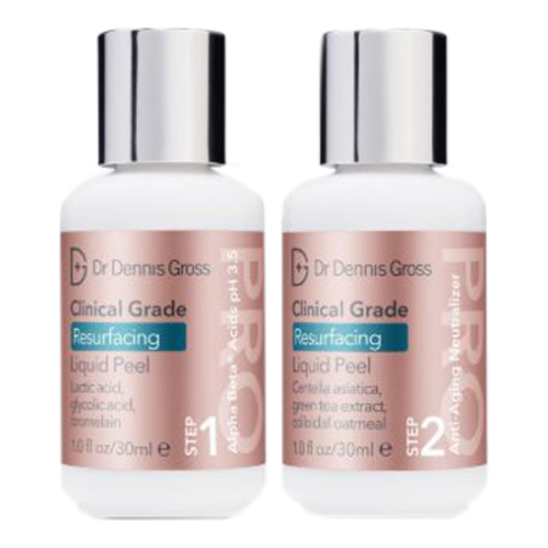 Dr Dennis Gross Clinical Grade Resurfacing Liquid Peel  2 steps on white background