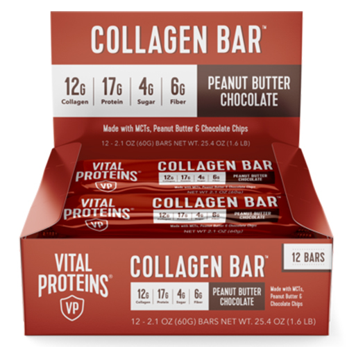 Vital Proteins Collagen Bar Peanut Butter Chocolate on white background