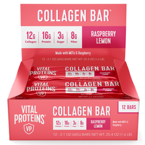 Vital Proteins Collagen Bar Raspberry Lemon on white background