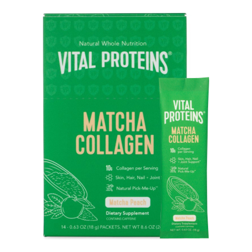 Vital Proteins Collagen Peptides - Matcha (Peach) Stick Pack on white background