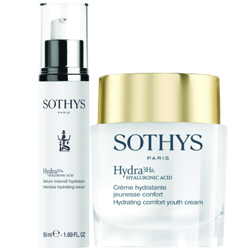 Sothys Comfort Hydrating Youth Cream + Intensive Hydrating Serum Cracker on white background