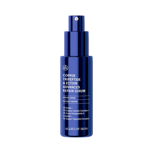 Allies of Skin Copper Tripeptide and Ectoin Advanced Repair Serum on white background