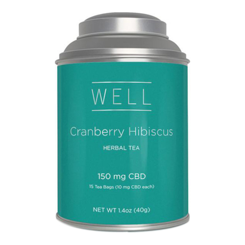 WELL Cranberry Hibiscus Tea on white background