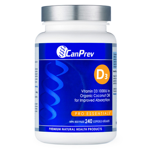 CanPrev D3 Organic Coconut Oil, 240 capsules