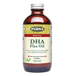DHA Flax Oil on white background