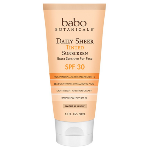 Babo Botanicals Daily Sheer SPF 30 Tinted Sunscreen - Natural Glow on white background