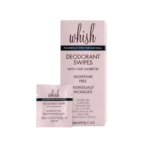 Whish Deodorant Swipes with Hair Inhibitor, 30 sheets