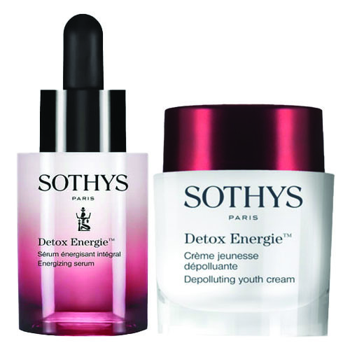 Sothys Depolluting Youth Cream + Energizing Serum Cracker on white background