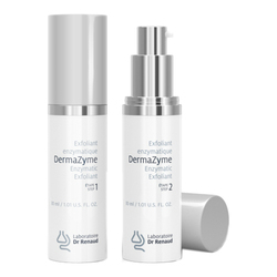 DermaZyme 2-Step STEP 01 Keratolytic enzyme cocktail Fruit acid cocktail STEP 02 V02 Technology Purisoft Tasmanian pepper