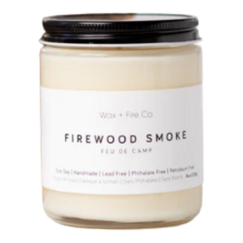 Wax + Fire Co. Firewood Smoke Soy Candle, 227g/8 oz Wax + Fire Co. Firewood Smoke Soy Candle on white background