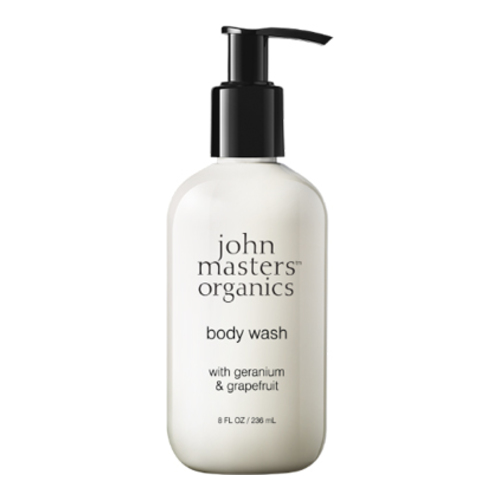 John Masters Organics Geranium and Grapefruit Body Wash on white background