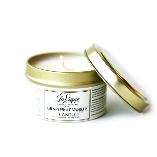 LaVigne Naturals Grapefruit Vanilla Candle on white background