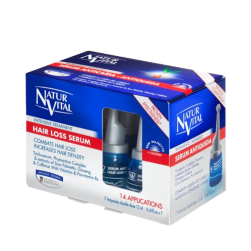 Natur Vital Hair Loss Intensive Treatment Serum, 7 x 12ml/0.41 fl oz Natur Vital Hair Loss Intensive Treatment Serum on white background