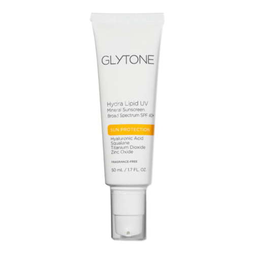 Glytone Hydra Lipid UV Mineral Sunscreen Broad Spectrum SPF 40+ on white background