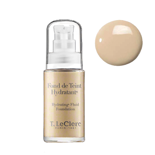 T LeClerc Hydrating Fluid Foundation 01 - Ivoire on white background