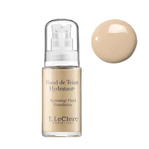 T LeClerc Hydrating Fluid Foundation 01 - Ivoire on white background