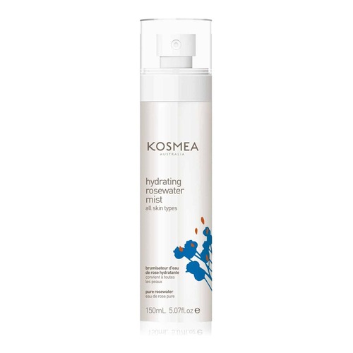 Kosmea Hydrating Rosewater Mist on white background