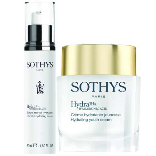 Sothys Hydrating Youth Cream + Intensive hydrating Serum Cracker on white background