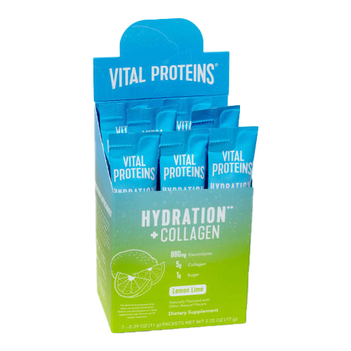 Vital Proteins Hydration + Collagen Lemon Lime Stick Pack Box, 7 x 11g/0.4 oz