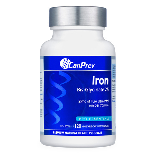 CanPrev Iron Bis-Glycinate 25 on white background