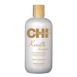 Keratin Shampoo on white background