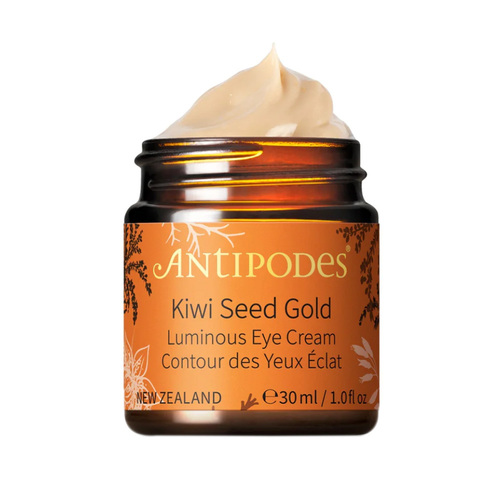 Antipodes Kiwi Seed Gold Luminous Eye Cream on white background