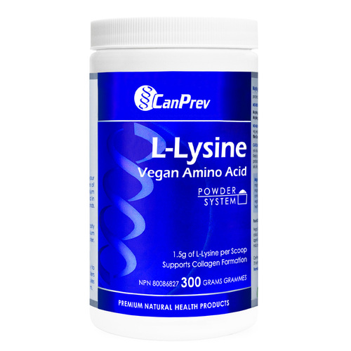 CanPrev L-Lysine Powder on white background