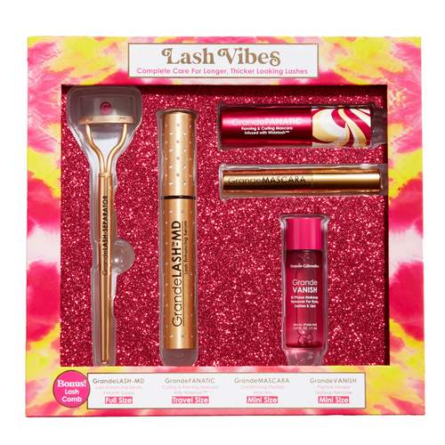Grande Cosmetics Lash Vibes 5-Piece Gift Set on white background