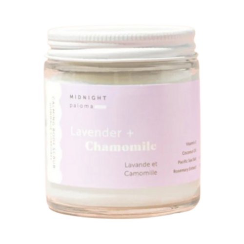 Midnight Paloma Lavender + Chamomile Body Scrub on white background