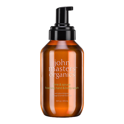 John Masters Organics Lime and Spruce Foaming Hand and Body Wash on white background