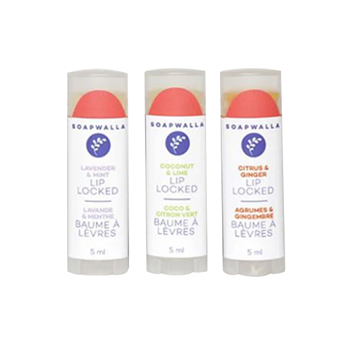 Soapwalla Lip Locked Lip Balm Trio Gift Set on white background
