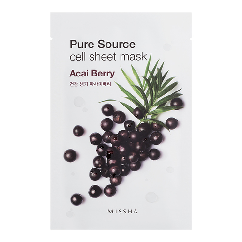 MISSHA Pure Source Cell Sheet Mask - Acai Berry on white background