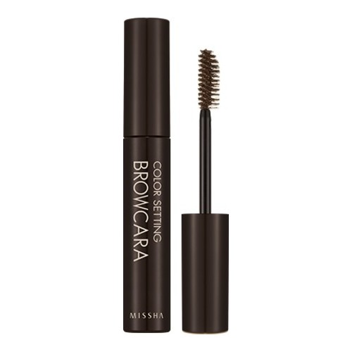 MISSHA Color Setting Browcara - No.1 Dark Choco Brown on white background