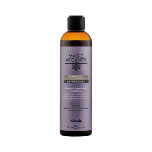 Nook  Magic Argan Oil Blonde Story No Yellow Shampoo on white background