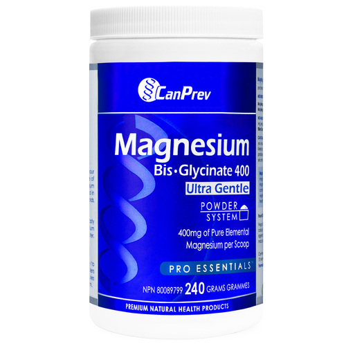 CanPrev Magnesium Bis-Glycinate 400 Ultra Gentle Powder on white background