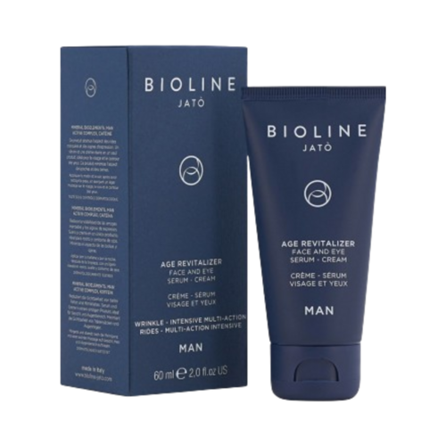 Bioline Man Age Revitalizer Eye Serum Cream on white background