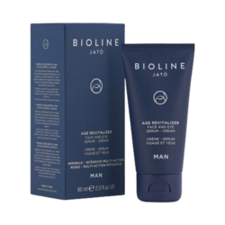 Man Age Revitalizer Eye Serum Cream on white background