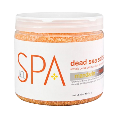 BCL Spa Mandarin and Mango Salt Soak, 454g/16.01 oz BCL Spa Mandarin and Mango Salt Soak on white background