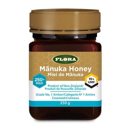 Flora Manuka Honey MGO 250+ 10+ UMF on white background