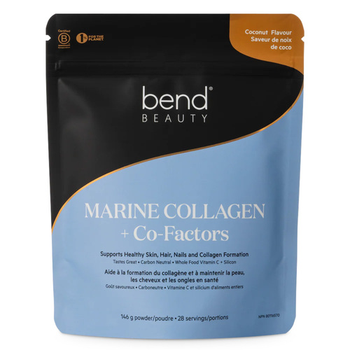 Bend Beauty Marine Collagen + Co-Factors Unflavoured, 146g/5.15 oz Bend Beauty Marine Collagen + Co-Factors Coconut on white background