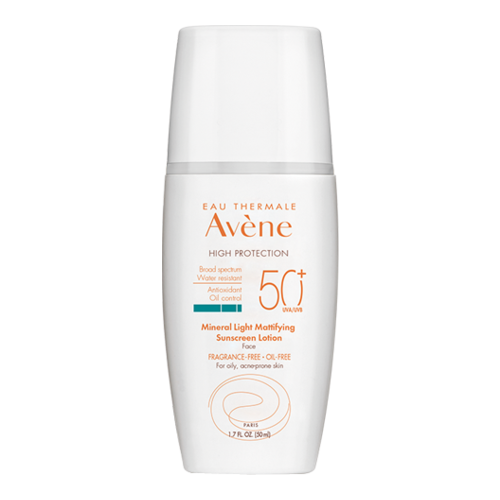 Avene Mineral Light Mattifying Sunscreen Lotion SPF 50+ on white background