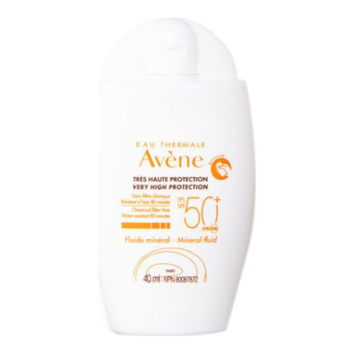 Avene Mineral Sunscreen Fluid SPF 50+ on white background