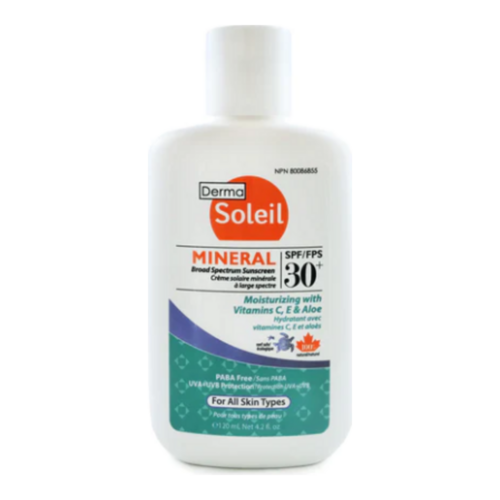 DermaMed Mineral Sunscreen Lotion SPF 30 on white background