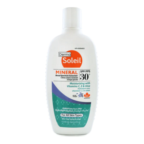 DermaMed Mineral Sunscreen Lotion SPF 30 on white background