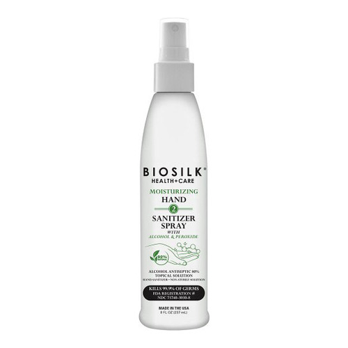Biosilk  Moisturizing Hand and Sanitizer Spray on white background