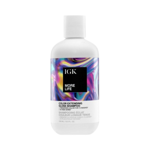 IGK Hair More Life Color Extending Gloss Shampoo, 236ml/7.98 fl oz IGK Hair More Life Color Extending Gloss Shampoo on white background