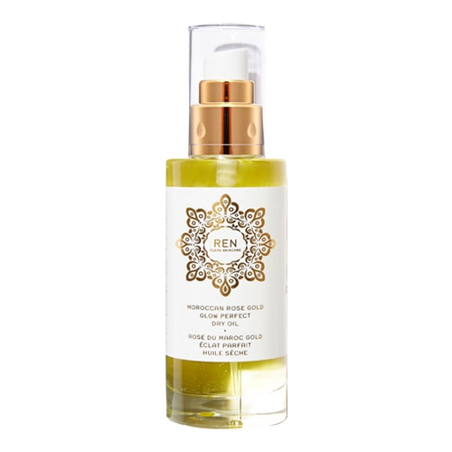 Ren Moroccan Rose Gold Glow Perfect Dry Oil on white background