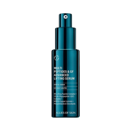 Allies of Skin Multi Peptides and Growth Factor Advanced Lifting Serum on white background